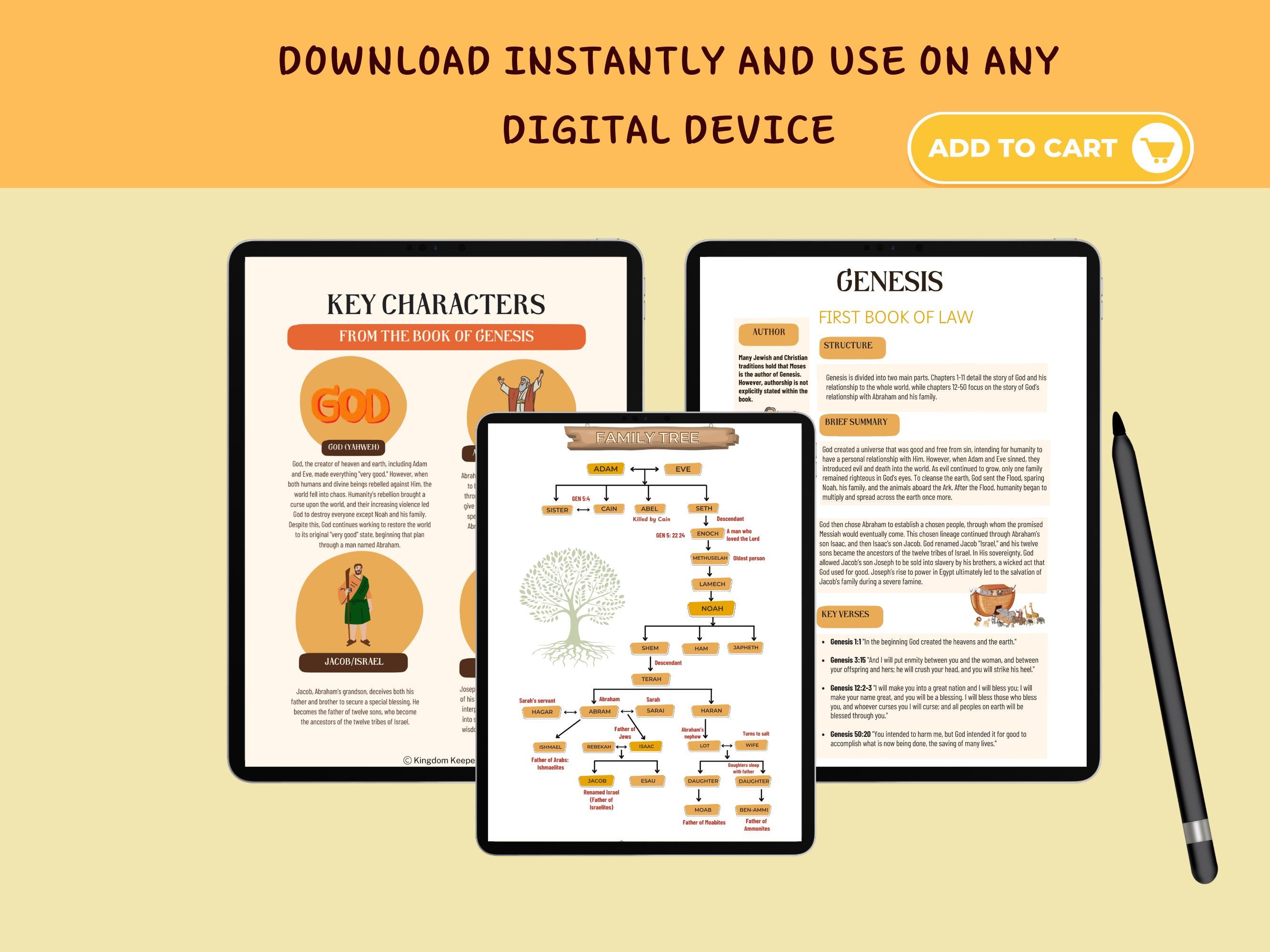 Genesis Printable, Book of Genesis, Bible Study Cheat Sheets, Guided ...