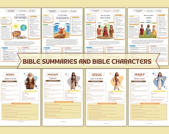Resúmenes de libros bíblicos para niños, Estudios bíblicos imprimibles de personajes, Estudios bíblicos para niños, Personajes bíblicos y héroes bíblicos para niños.
