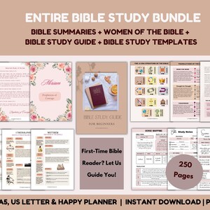 Bible Printable Summaries, Guided Womens Bible Study, Bible Study Cheat Sheets, Old-New Testament,  Daily Devotions for Women, Bible Study
