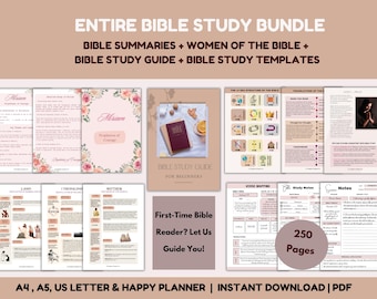 Bible Printable Summaries, Guided Womens Bible Study, Bible Study Cheat Sheets, Old-New Testament,  Daily Devotions for Women, Bible Study