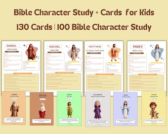 Imprimibles de personajes bíblicos, tarjetas de personajes bíblicos, actividades del Antiguo Testamento para niños, herramienta educativa cristiana, estudios bíblicos para niños