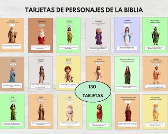 Bible Characters Printables Spanish, Bible Character Cards, Old Testament Activities Kids, Biblical Character Study, Bible Character Spanish