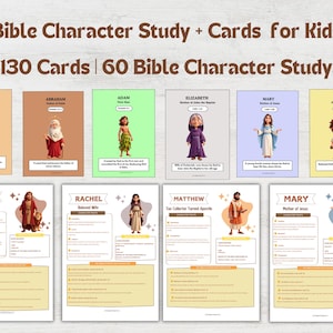 Personajes de la Biblia para imprimir, tarjetas de personajes de la Biblia, actividades del Antiguo Testamento para niños, herramienta de educación cristiana, estudios bíblicos para niños