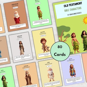 Bijbelpersonages uit het Oude Testament, Kaarten met Bijbelpersonages, Oudtestamentische activiteiten kinderen, christelijk educatief hulpmiddel, Studie van bijbelse karakters