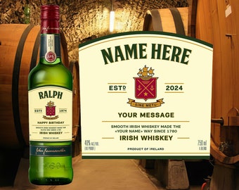 Personalized whiskey bottle label. A fun, cheap gift for a birthday, wedding, or anniversary. DIGITAL PRODUCT.