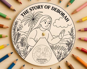 The Story of Deborah Coloring Bible Craft Activity for Kids Deborah Women Bible Prophet Christian Homeschool DIY Bible Craft Sunday School