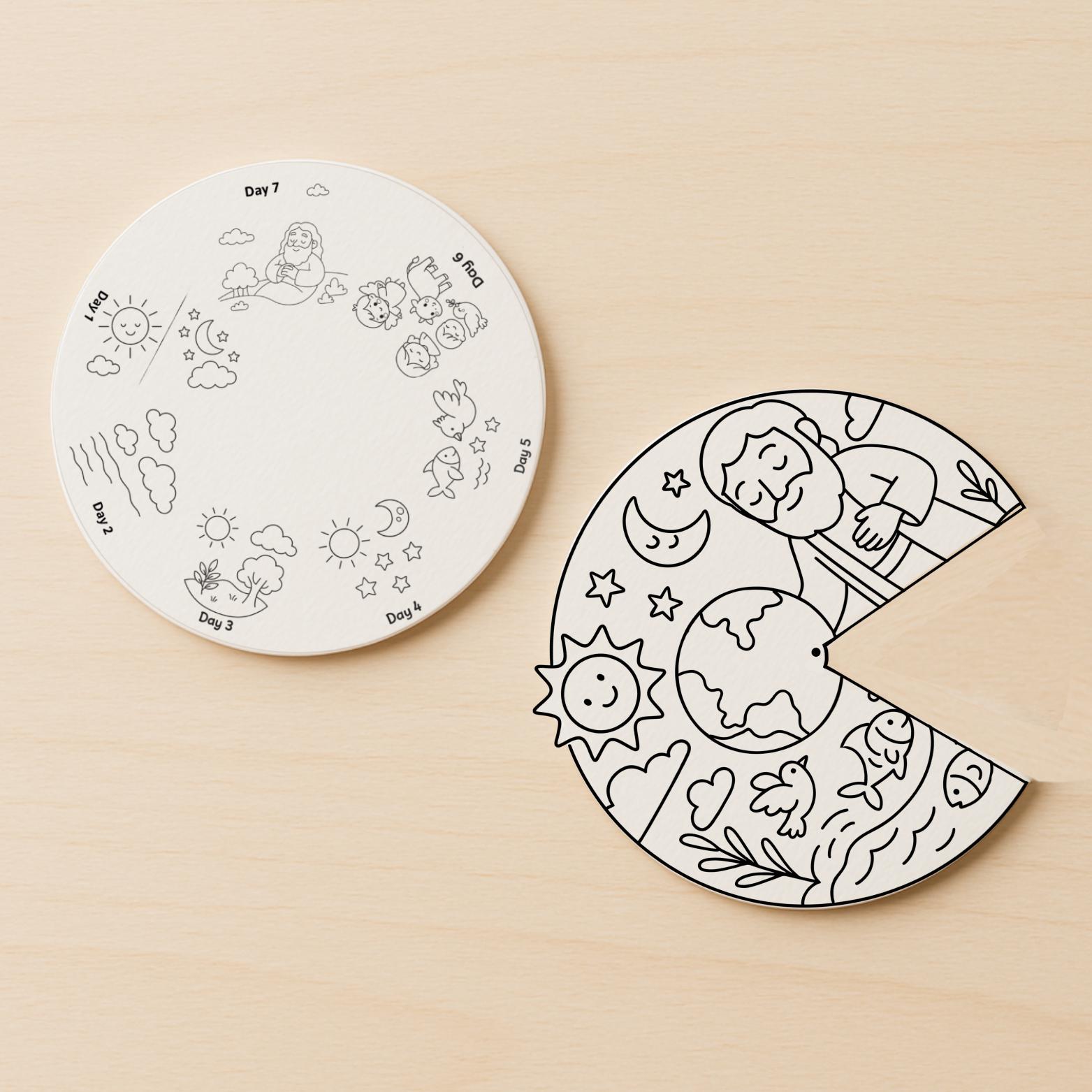 7 Days Creation Wheel Bible Craft Sunday School for Christian Kids ...