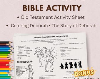 Bible Craft Activity Prophet Coloring page Kid Bible Lesson Women Hero Deborah Worksheet Old Testament Coloring Page Scripture Activity