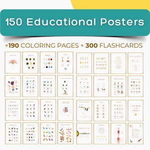 Pósteres de aprendizaje imprimibles para niños, ayuda visual para la educación en el hogar, arte de pared para el aula, gráficos didácticos para preescolar, decoración educativa, PDF para maestros