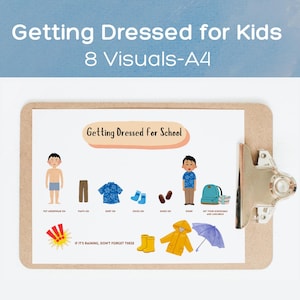 Guía de ropa de temporada para niños Tabla de vestimenta visual imprimible para niños pequeños Aprendizaje del clima Montessori Rutina diaria de educación en el hogar Descargar PDF