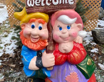 Welcome Garden Gnome,Garden Gnome Outdoor,handmade gnome,Outdoor Gnome,Gnome Statue, garden gnome,garden sculptures,birthday gift, gift idea