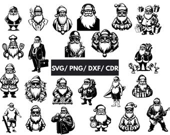 Weihnachtsmann SVG-Set, lustige Weihnachtsmann Dxf, Weihnachtsmann mit Brille Png, Weihnachtsmann Silhouette Cdr, Weihnachten Weihnachtsmann