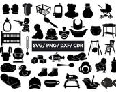 Baby Svg Bundle, Baby Dxf, Newborn Svg Bundle, Baby Clipart, Cut File For Cricut, Png, Dxf