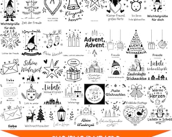 Deutscher Weihnachtstext SVG Bundle - Weihnachten Zitate für T-Shirts, Kunsthandwerk, Lasergravur - Instant Download Files