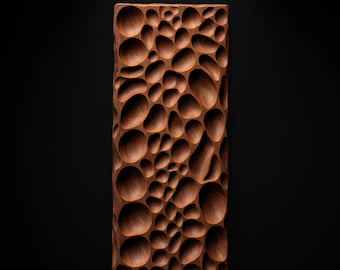 Abstract Organic Pebble Texture Panel Concave Bubble Holes Carved Wood Surface STL for CNC Router | 3D Relief Wood Panel