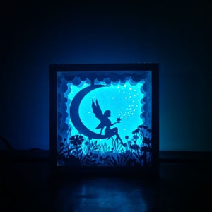 Moonlight Fantasy Shadow Box, Illuminated Papercut Lightbox, Cricut Shadowbox Card, Silhouette Cutting Files, Digital Download, SVG File