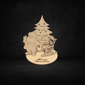 Tarjeta de Navidad Archivos cortados con láser, Regalo de árbol de Navidad, Tarjeta de recuerdo de Navidad, Plan vectorial Cnc, Archivo de patrón de modelo, Corte Cnc, Plantilla DXF SVG