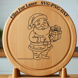 Santa Line Art - Laser Engraving Files SVG DXF PNG | Digital Download for Glowforge, Cnc Router, Silhouette and Engraving Machines.