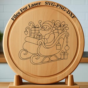 Santa Claus sleigh - Laser Engraving Files SVG DXF PNG | Digital Download for Glowforge, Cnc Router, Silhouette and Engraving Machines.