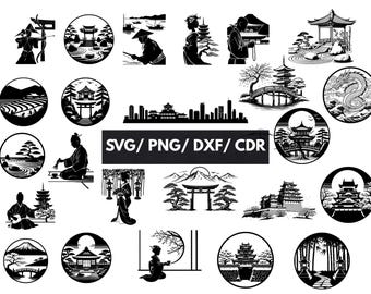 High Quality Japan Scene SVG Bundle, Japan Scene dxf, Japan Scene png, Japan Scene vector, Japan Scene clipart, Japan Theme svg,Japanese svg