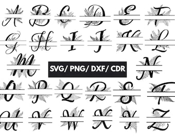 Farnblätter Split-Monogramm geschnitten Datei