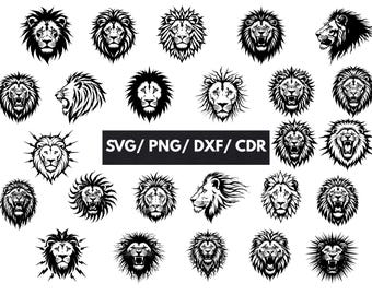 Lion SVG Bundle, Lion Svg, Lion head svg, Lion Silhouettes, Lion png, Lion vector, Lion Clipart, Lion Cut File, Lion King svg, Mascot Shirt
