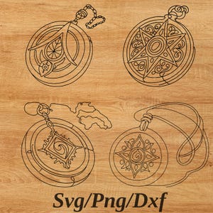 Wooden Talisman Bundle - Laser Engraving Files SVG DXF PNG | Digital Download for Glowforge, Cnc Router, Silhouette and Engraving Machines.