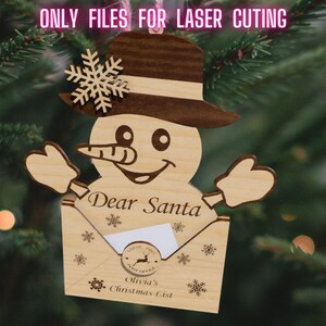 Carta a Papá Noel, adorno SVG CDR DXF / Adorno de lista de deseos de Papá Noel / Adorno navideño / Plantilla svg de descarga digital / Glowforge svg