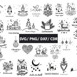 Lot de citations de Noël allemandes SVG : maisons de vacances, arbres (téléchargement numérique)
