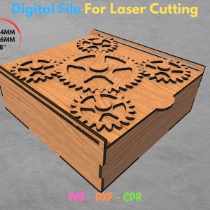 Cambio meccanico per taglio laser / ingranaggio baul / scatola decorativa per taglio laser / bellissimo regalo taglio laser / vettori taglio laser / scatola meccanica