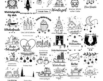 Paquete de frases navideñas SVG, PNG y DXF: frases navideñas alemanas para imprimir, crear y usar comercialmente. Descargar.