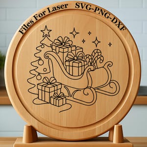 Santa Claus sleigh - Laser Engraving Files SVG DXF PNG | Digital Download for Glowforge, Cnc Router, Silhouette and Engraving Machines.