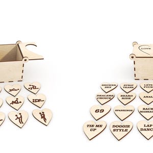 Love Tokens SET 2 / 12 Love Tokens in una scatola + love box set 20 Tokens e Box3mm / SVG - Regalo di San Valentino per lui - bang box svg - bang