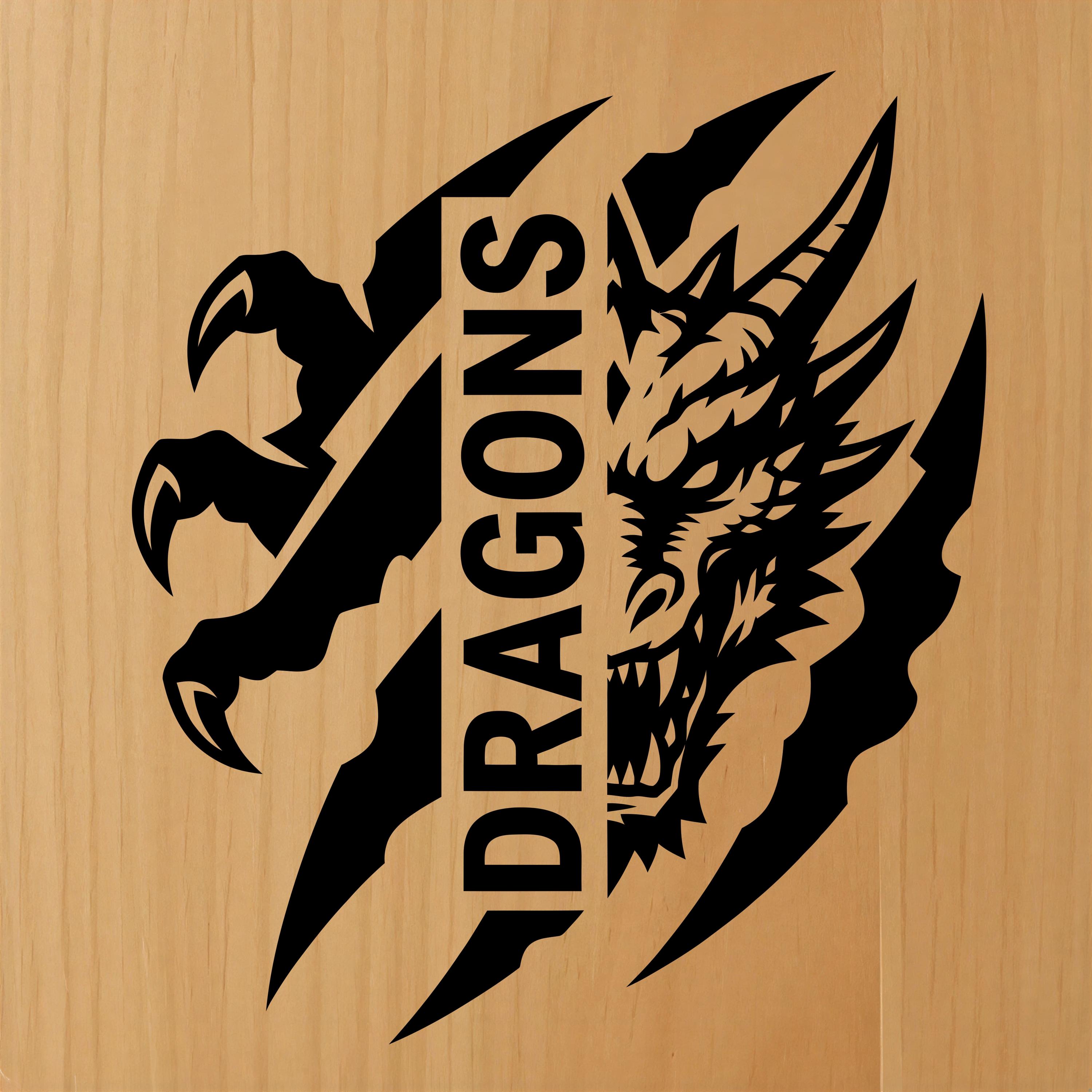 Dragons Split Mascot SVG, Claw Slash Laser Cut File, Team Logo ...