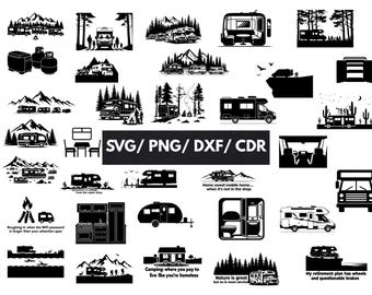 RV SVG Bundle | Camper Life Motorhome Decal, Funny Camping Quotes, Travel Trailer Adventure Gift Cricut DXF