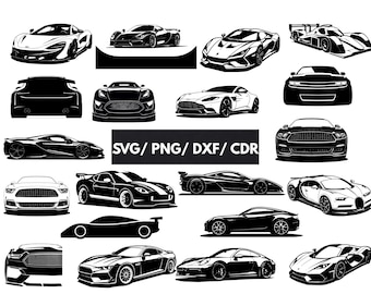 Car Svg Bundle, Car Silhouette Png, Sports Car Dxf, Classic Car Vector, Clipart - Stickers Files, Laser Cut Files, Svg For Cricut