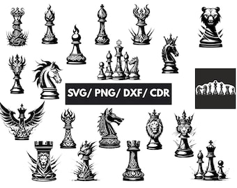 Chess SVG Bundle, Chess PNG Bundle, Chess Clipart, Chess SVG Cut Files Cricut, Chess Game Svg, Chess Pieces Svg, Chess Silhouette.