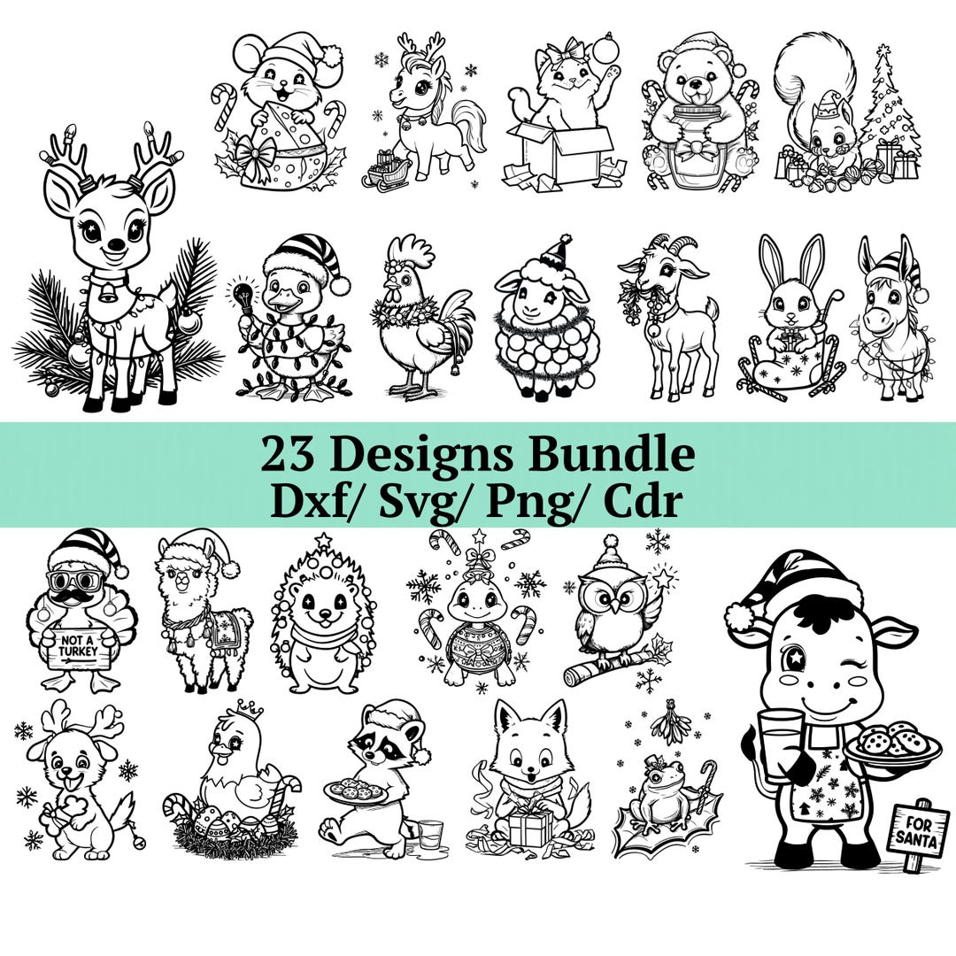 Baby Animals Laser File Svg Dxf Cdr Png, 23 Kids Christmas Glowforge ...