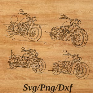Motorcycle Set - Laser Engraving Files SVG DXF PNG | Digital Download for Glowforge, Cnc Router, Silhouette and Engraving Machines.