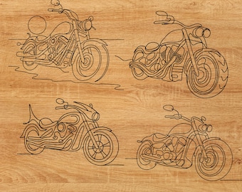 Motorcycle Set - Laser Engraving Files SVG DXF PNG | Digital Download for Glowforge, Cnc Router, Silhouette and Engraving Machines.
