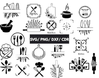 Kitchen Monogram SVG Bundle: Cooking & Baking Designs (Instant Download)