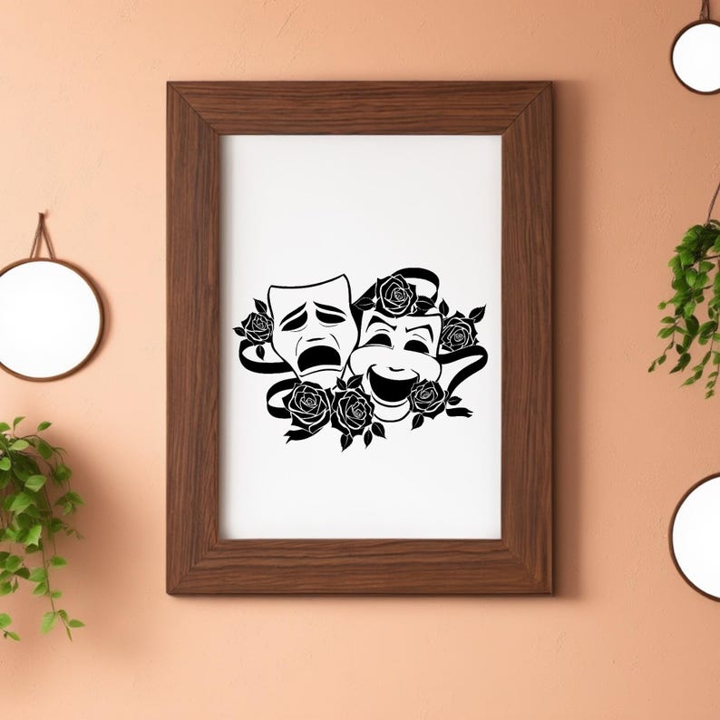 Theater Masks SVG and PNG: Comedy and Tragedy Silhouette for Cricut ...