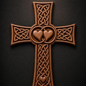 Celtic Cross with Hearts STL File for CNC Router | Religious 3D Relief Wood Carving Wall Decor