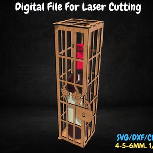 Pudełko na wino w więzieniu, pudełko na wino wycinane laserowo, 4-5-6 mm, 1/4 pudełka na wino, plik cyfrowy wycinany laserowo, pudełko cyfrowe, plik glowforge, pliki pudełka xtool