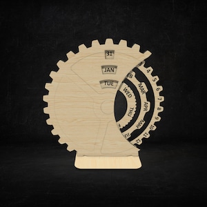 Perpetual Calendar Vector, Calendar Laser Cut File,  CNC Cut, SVG, cnc Pattern, DXF file, Cnc plan, vector plan file, eternal calendar