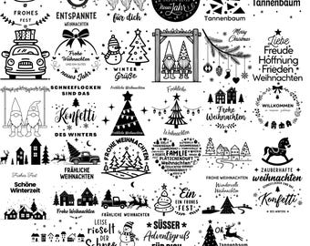 Weihnachten Clipart Bundle - Deutsche Feiertage Designs SVG für Cricut, Silhouette - Winter Grafiken, Sofort Download