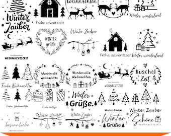 German Weihnachten SVG Bundle - Holiday Quotes for T-Shirts, Mugs, Crafts - Vector Text Designs, Laser Cutting