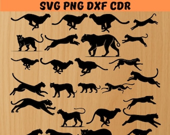 Cheetah SVG Bundle, PNG, Cheetah Silhouette, cut files for Cricut, Silhoutte, Cameo, Cheetah Clipart, Wildlife Svg, Vector