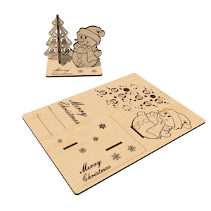 Archivos de corte láser para tarjetas navideñas, regalo de árbol de Navidad, tarjeta de recuerdo de Navidad, plano vectorial CNC, archivo de patrón de modelo, corte CNC, plantilla DXF SVG