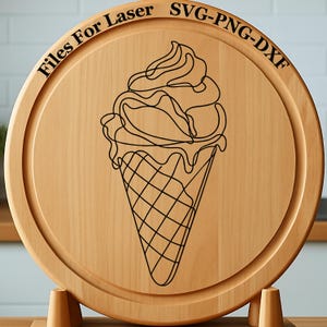 Ice Cream Cone - Laser Engraving Files SVG DXF PNG | Digital Download for Glowforge, Cnc Router, Silhouette and Engraving Machines.
